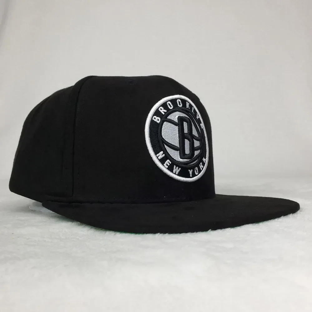 Brooklyn‎ Nets Mitchell & Ness NBA Snapback Hat Cap 3D Logo Black Faux Suede NWT